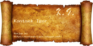 Kontsek Igor névjegykártya